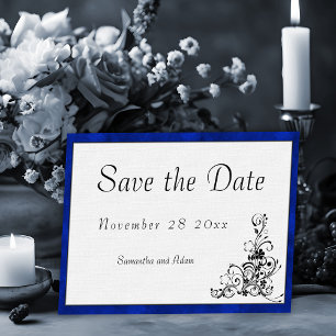 Save The Date Cadre en velours classique Mariage bleu et blanc