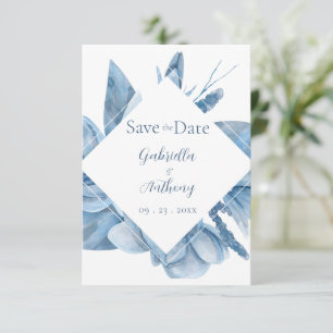 Save The Date Cadre floral aquarelle bleue 