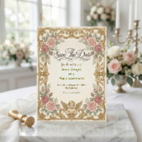 Cadre Floral Baroque Orné Faux Or