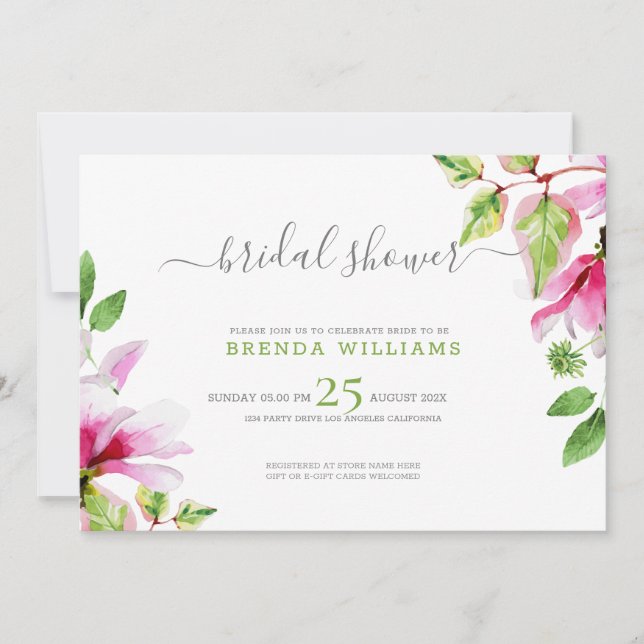 Save The Date Cadre floral magnolia rose enregistrer la date (Devant)