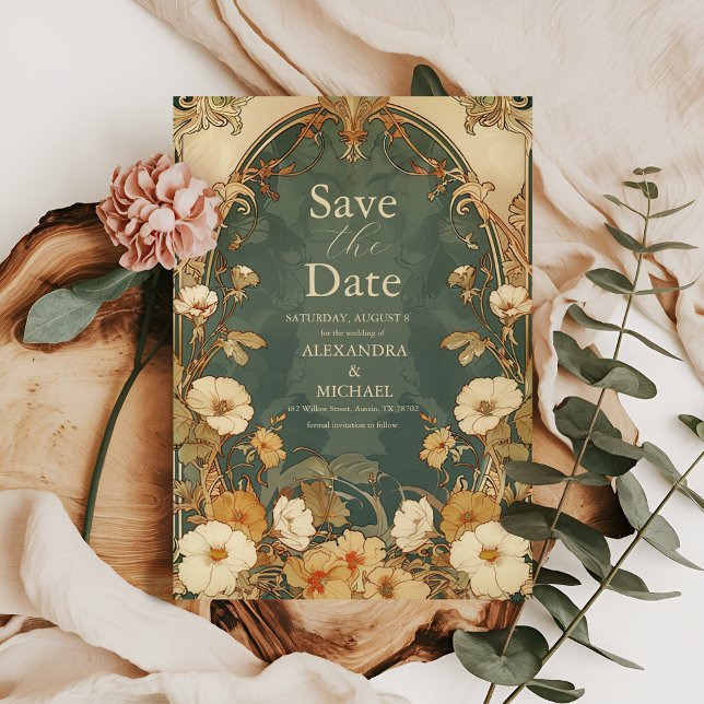 Save The Date Cadre floral romantique Art Nouveau Mariage (Créateur téléchargé)