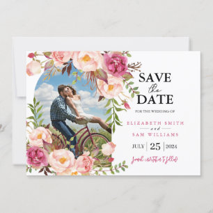 Save The Date Cadre floral romantique Photo personnalisée Enregi