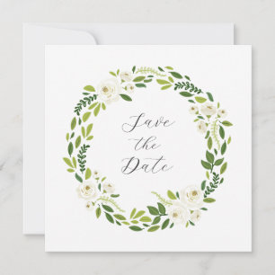 Save The Date Cadre Floral Rose Blanche Luxueux