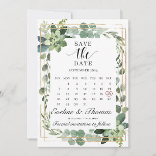 Save The Date Cadre géométrique fleuri et verdoyant