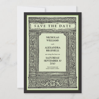 Save The Date Cadre gravé vintage Enregistrer la date (sauge/noi