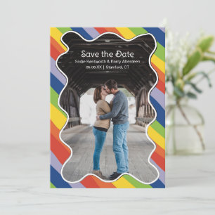 Save The Date Cadre Moderne de Mariage Arc-en-ciel Vibrant