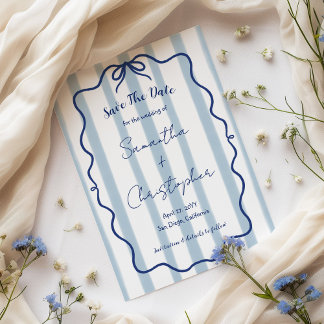 Save The Date Cadre ondulé à ruban bleu Mariage fantaisiste