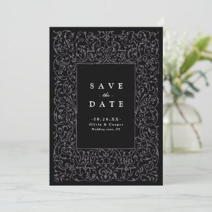 Save The Date Cadre Orné Vintage Noir Mariage Classique