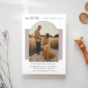 Save The Date Cadre photo à arche mauve moderne pour mariage