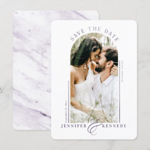 Save The Date Cadre photo Argé moderne Lilac Marbre pourpre Reto