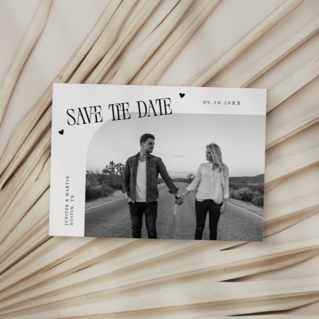 Save The Date Cadre photo courbe blanc à cœur simple (Créateur téléchargé)