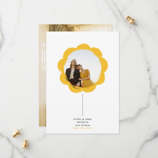 Save The Date cadre photo de fleur de pinceau rétro boho minimal