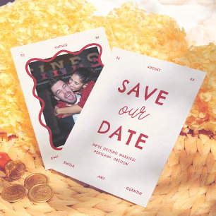 Save The Date Cadre Photo de Mariage Rétro Vague Moderne Lumineu