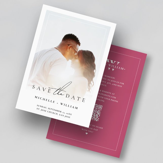 Save The Date Cadre photo de mariage rose foncé à monogramme mod (Modern Monogram Dark Pink Wedding Photo Frame Save The Date
)