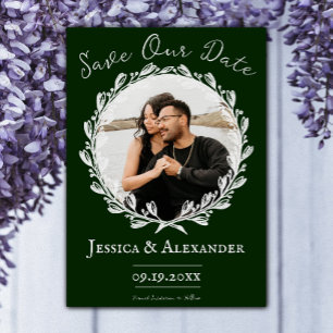 Save The Date Cadre photo élégant de couronne Emerald Green