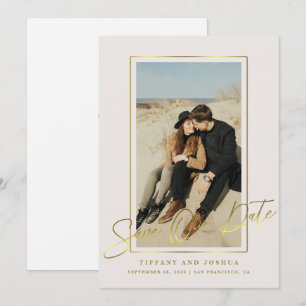 Save The Date Cadre Photo Mariage Or Elégant