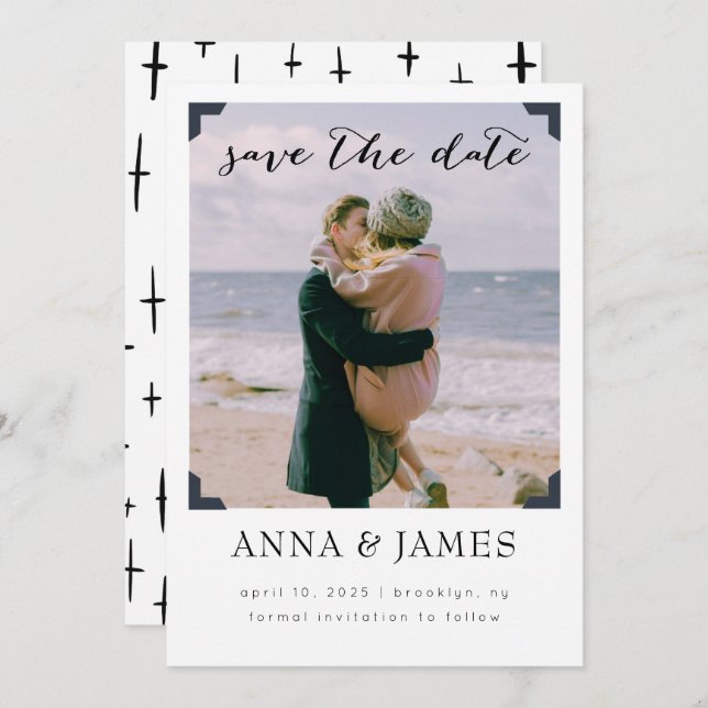 Save The Date Cadre photo moderne Enregistrer la date (Devant / Derrière)