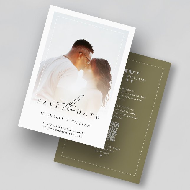 Save The Date Cadre photo monogramme taupe de mariage moderne pa (Modern Minimalist Dark Taupe Wedding Photo Frame Save The Date
)