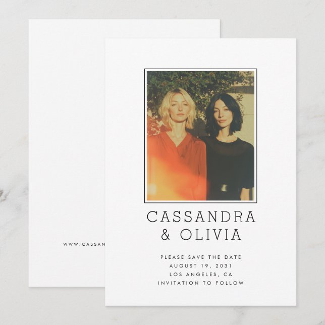 Save The Date Cadre photo simple moderne QR Code Mariage (Devant / Derrière)