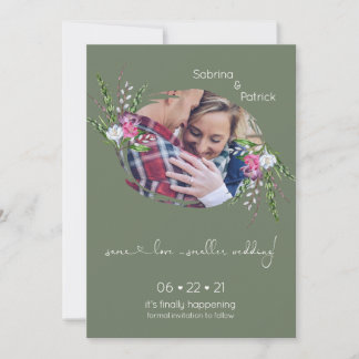 Save The Date Cadre photo vert sauge floral 