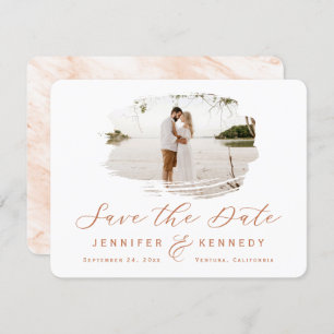 Save The Date Cadre romantique en terre cuite brossé avec photo