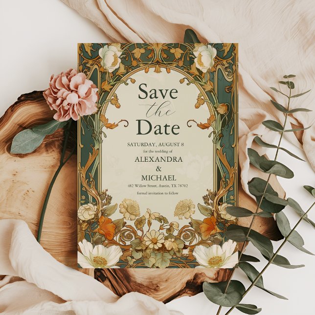 Save The Date Cadre romantique Orné Mariage de verdure (Créateur téléchargé)