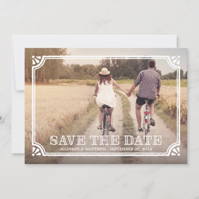 Save The Date Cadre Rustique | Annonce de Date de Sauvegarde (Devant)
