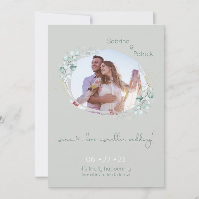 Save The Date Cadre subtil sauge et eucalyptus  (Devant)