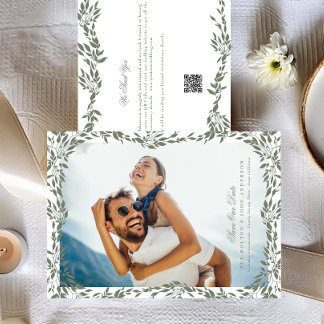 Save The Date Cadre vert de la courge photo QR CODE Mariage