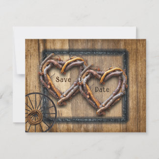 Save The Date Cadres de brindilles de mariage occidental, roue d