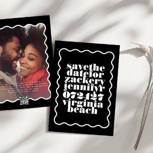 Save The Date Cadres gras noir blanc QR Code photo