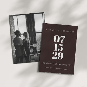 Save The Date Café Gras Minimaliste Moderne Brown Photo Pleine