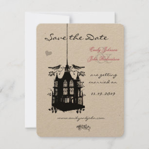 Save The Date Cage d'oiseaux rose et noir mariage Enregistrer la