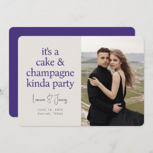 Save The Date Cake Champagne Fun Typographie Violet Mariage
