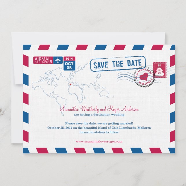 Save The Date Cala Llombards Mallorca Poste Aerienne Enregistrez (Devant)