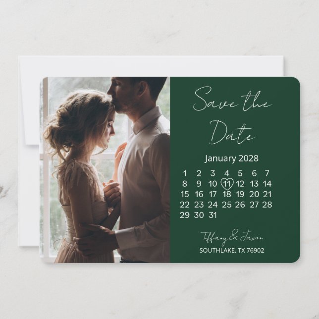 Save The Date Calendrier 31 Jours Sauvegarder la Date Vert Forêt (Devant)