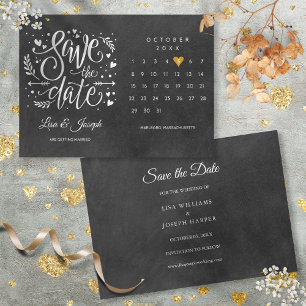 Save The Date Calendrier Amour Cœur Or Noir Blanc