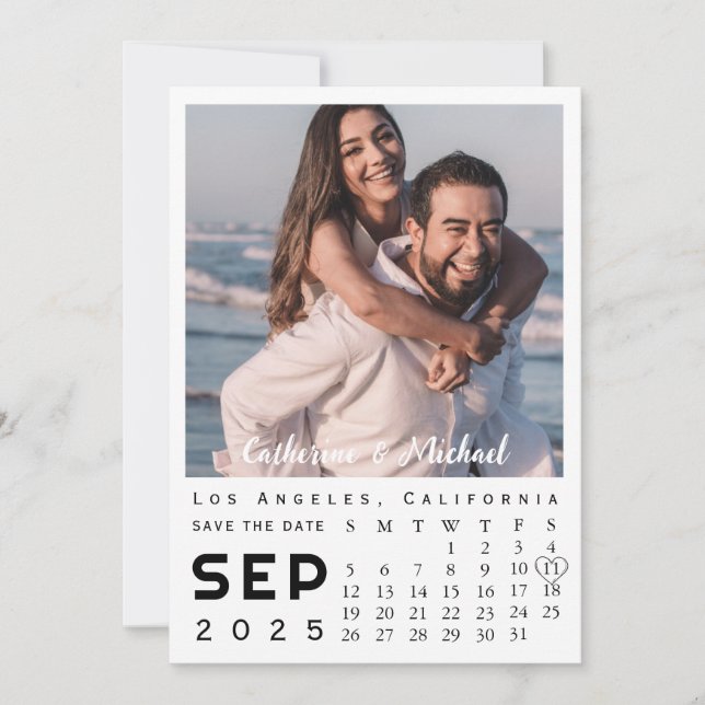 Save The Date Calendrier de date photo simple et moderne (Devant)