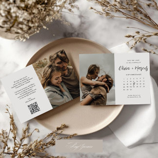 Save The Date Calendrier de mariage avec code QR et calligraphie