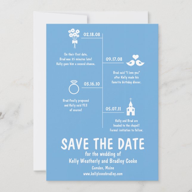 Save The Date Calendrier de mariage relation bleue Enregistrer l (Devant)