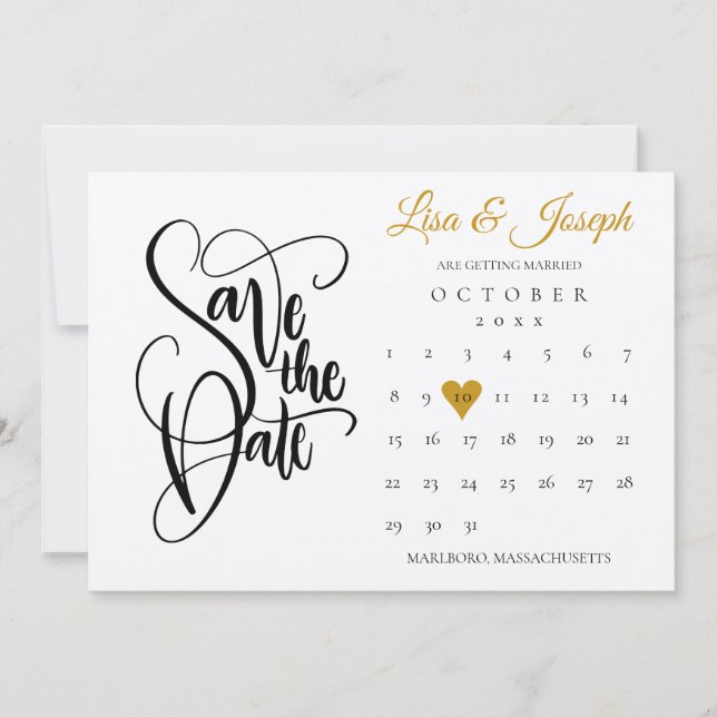 Save The Date Calendrier de mise en garde rustique cœur d'amour  (Devant)