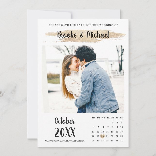 Save The Date Calendrier de photos simple et élégant (Devant)