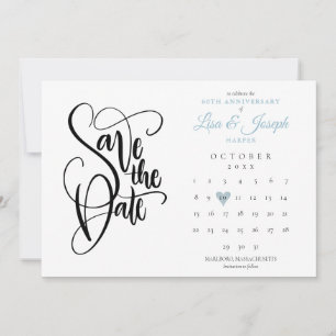Save The Date Calendrier de sauvegarde du 60e anniversaire Bleu 