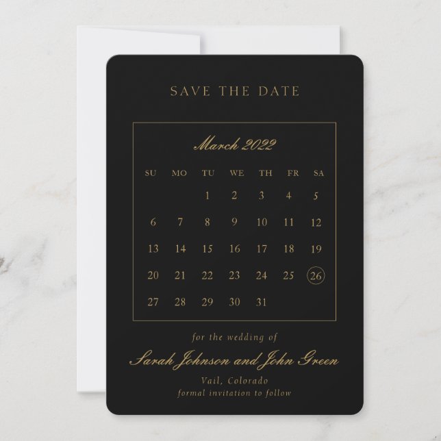 Save The Date Calendrier d'enregistrement à date minimale (Devant)