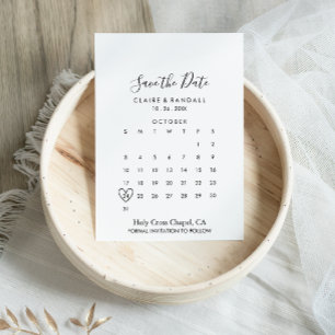 Save The Date Calendrier d'enregistrement noir et blanc de calli