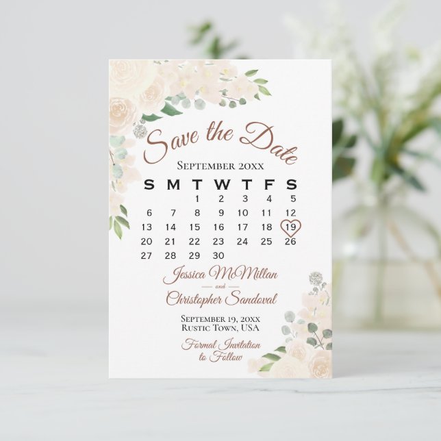 Save The Date Calendrier des Mariages floraux de l'aquarelle de  (Debout devant)