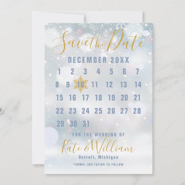 Save The Date Calendrier des premiers flocons Enregistrer la dat (Devant)
