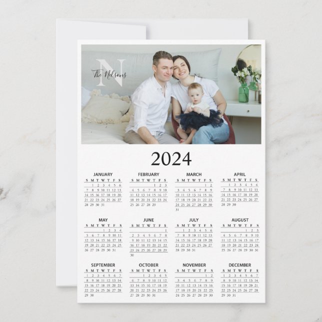 Save The Date Calendrier du monogramme photo 2024 (Devant)