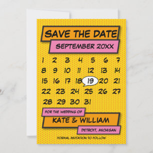 Save The Date Calendrier Enregistrer la date amusant rétro bande