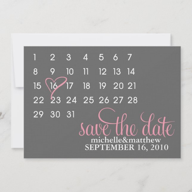 Save The Date Calendrier Enregistrer la date Annonces du Mariage (Devant)